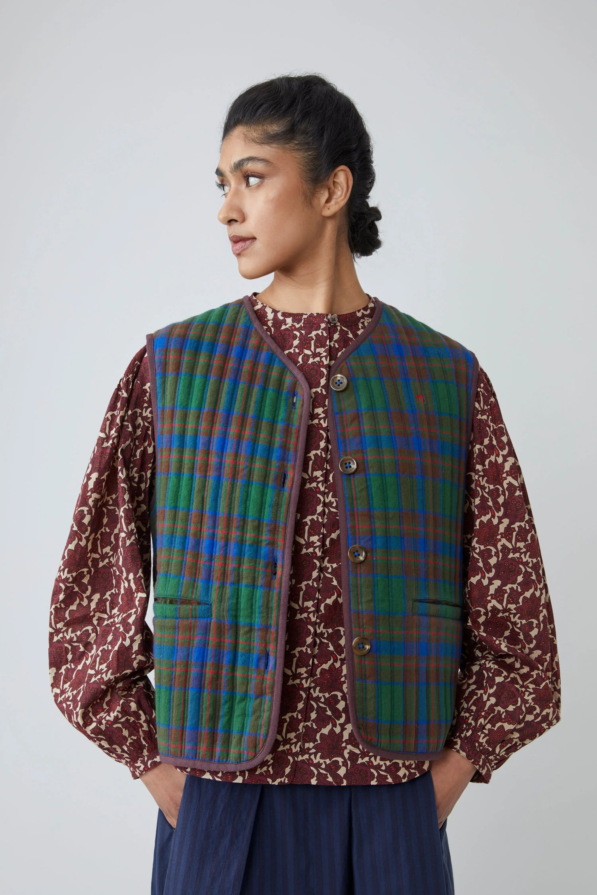 Gilet Ava N°813 Checks Royal Blue - Moismont