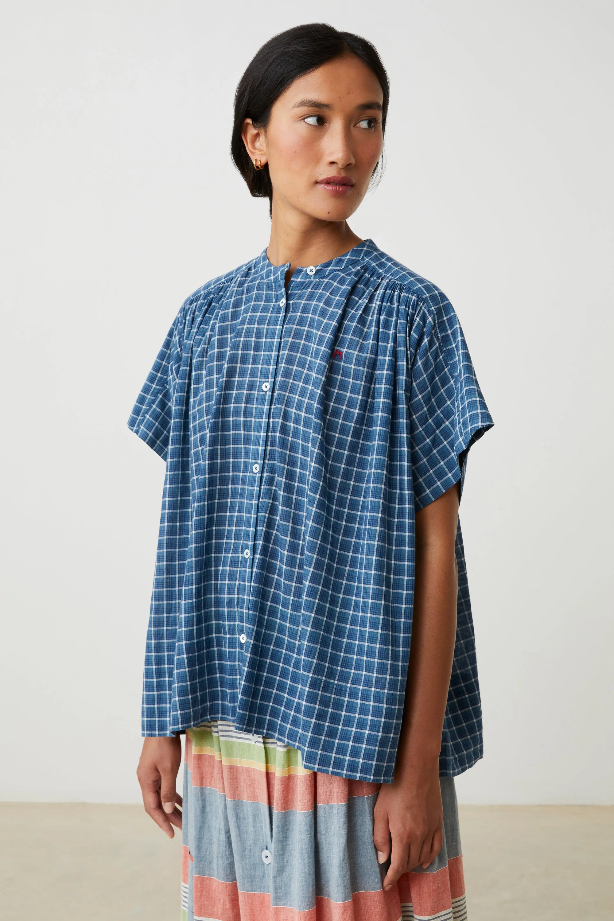 Max Blouse No. 775 Messenger Checks Indigo