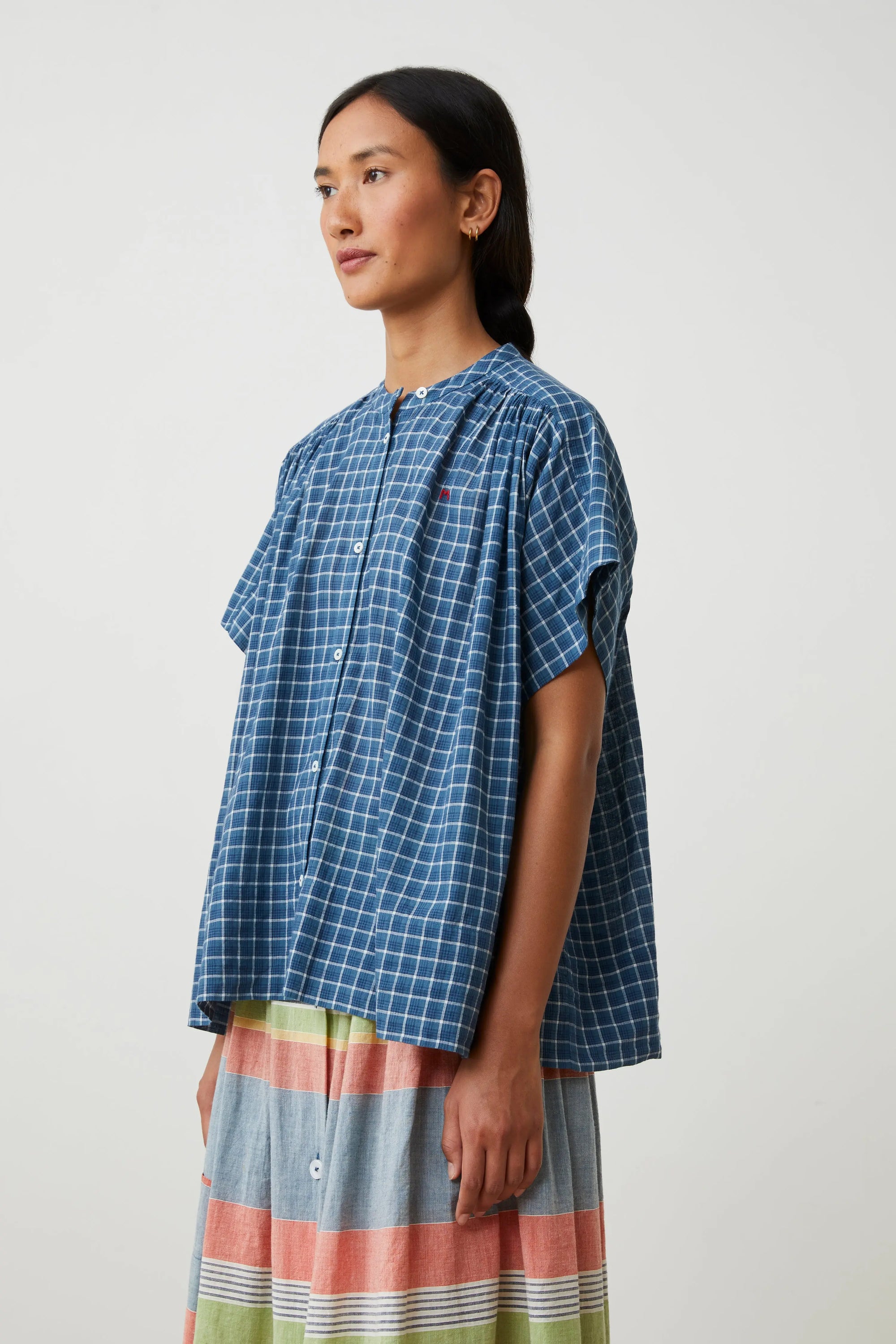 Max Blouse No. 775 Messenger Checks Indigo