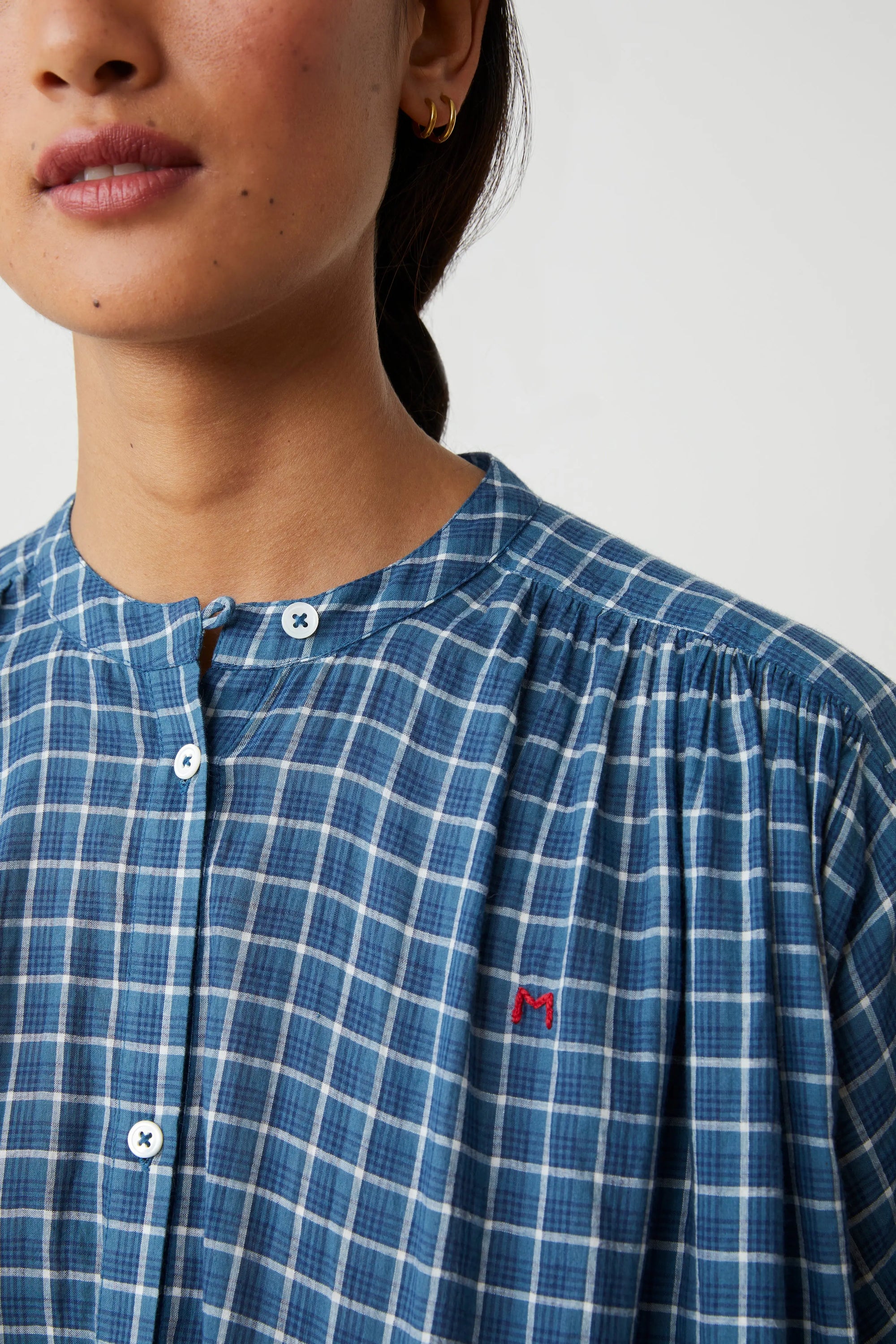 Max Blouse No. 775 Messenger Checks Indigo