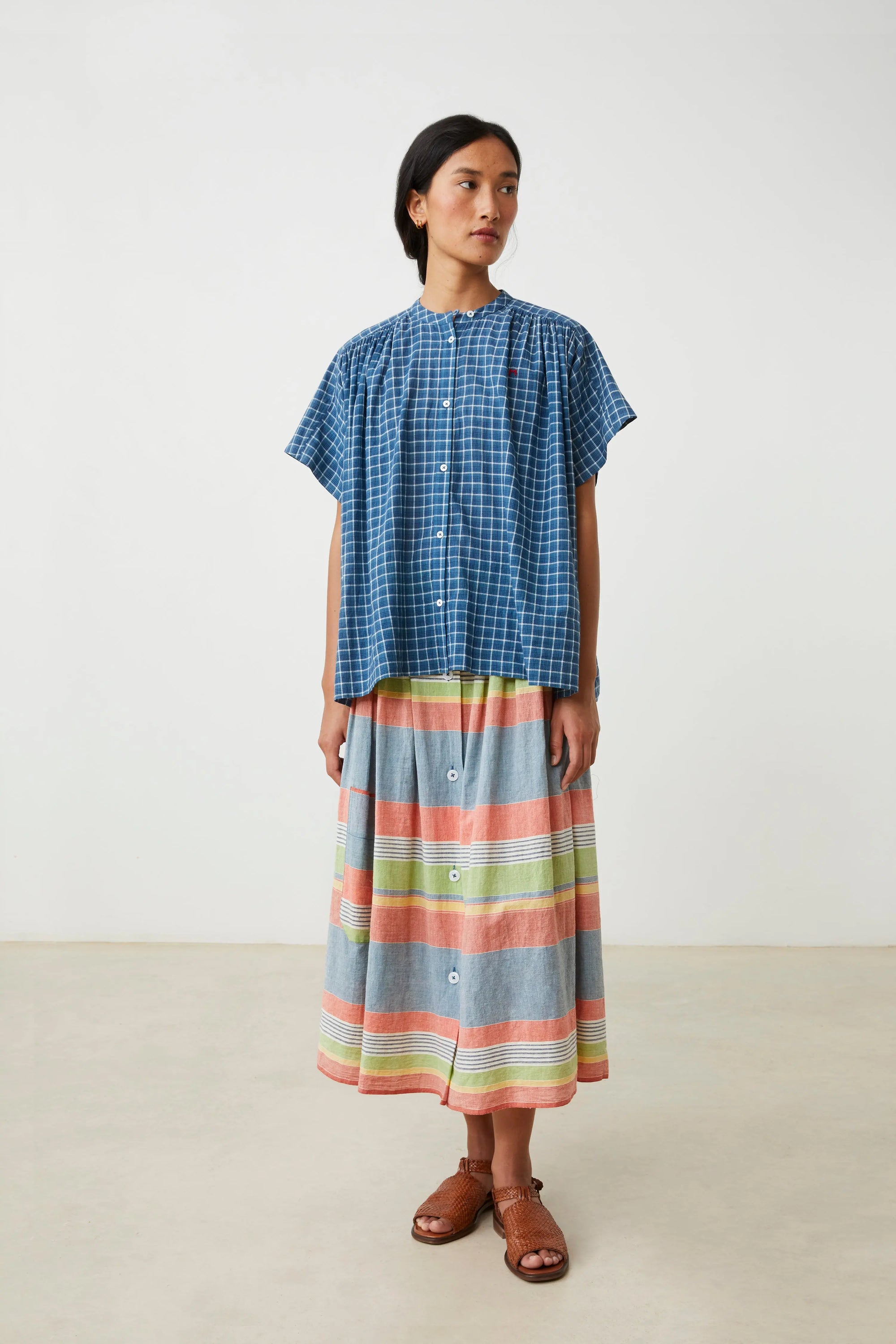 Max Blouse No. 775 Messenger Checks Indigo