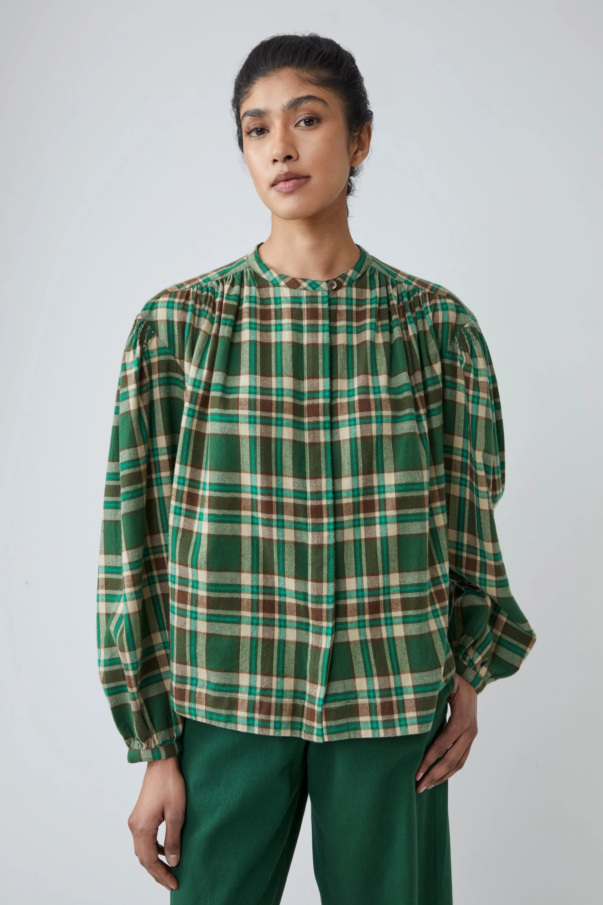 Blouse Emma N°809 Checks Oxford Green - Moismont