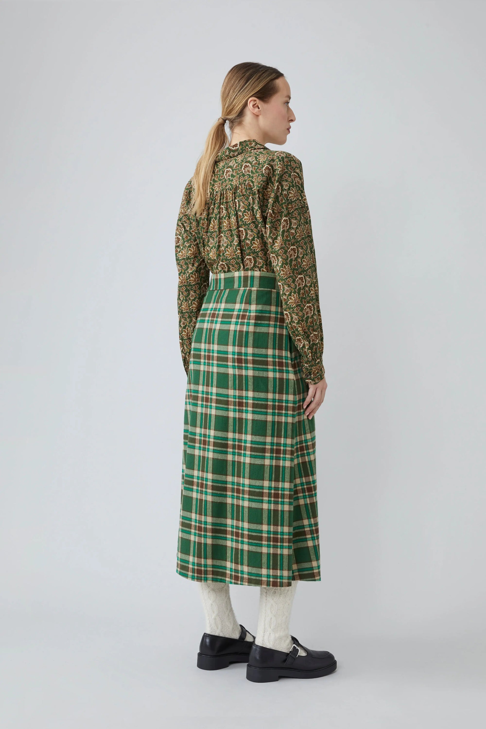 Jupe Apolline N°739 Checks Oxford green - Moismont