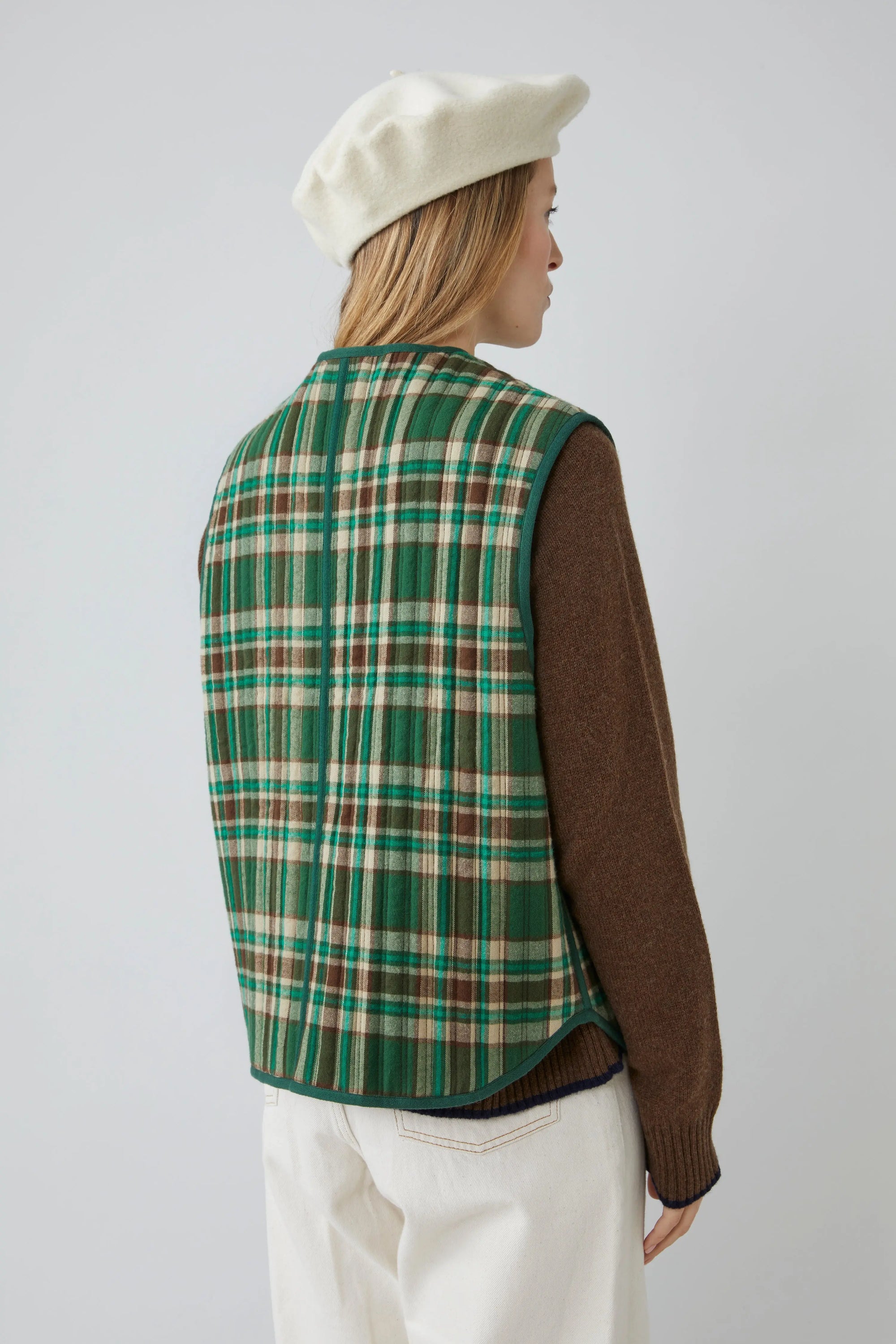 Gilet Ava N°813 Checks Oxford green - Moismont