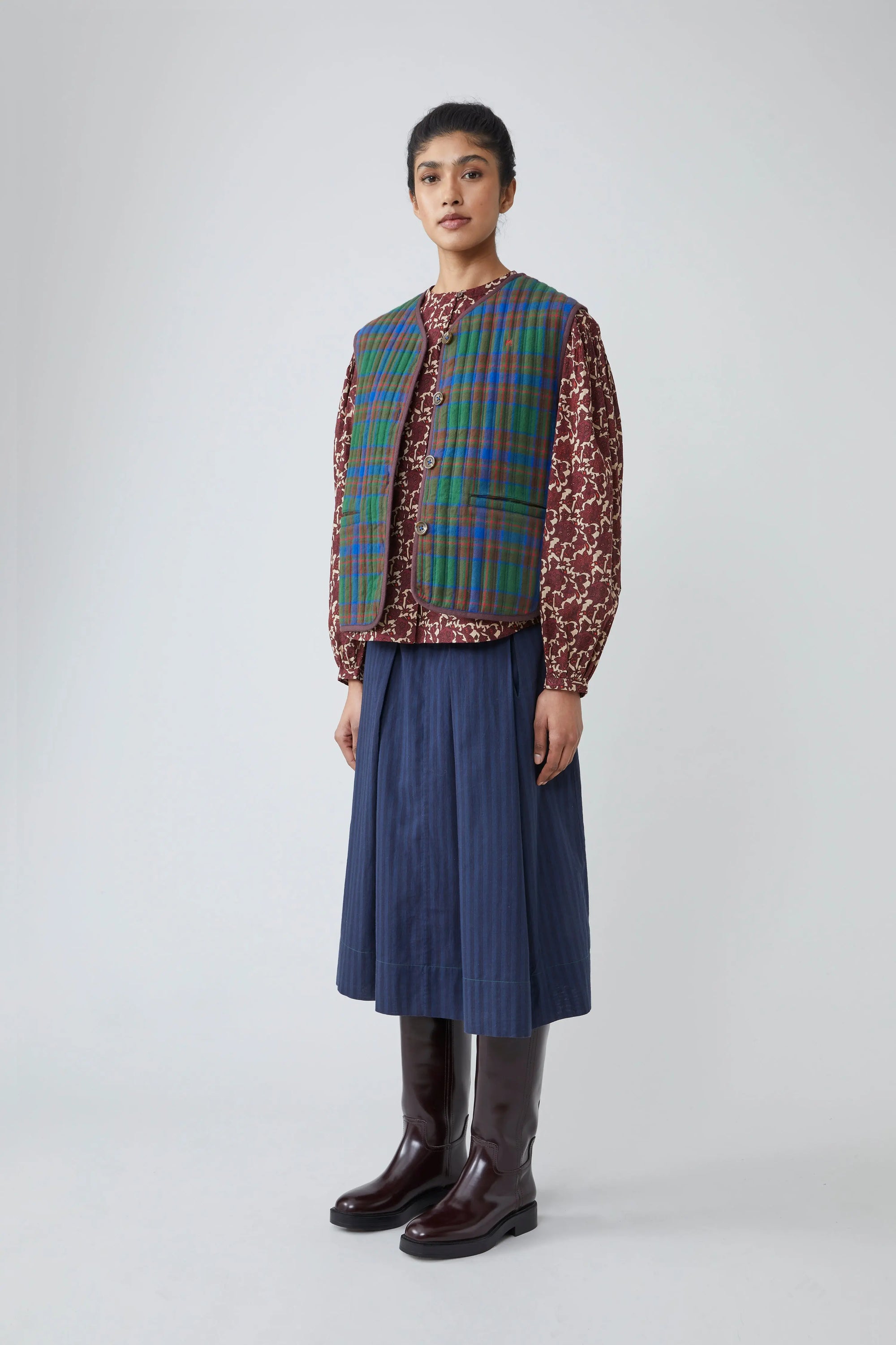 Gilet Ava N°813 Checks Royal Blue - Moismont