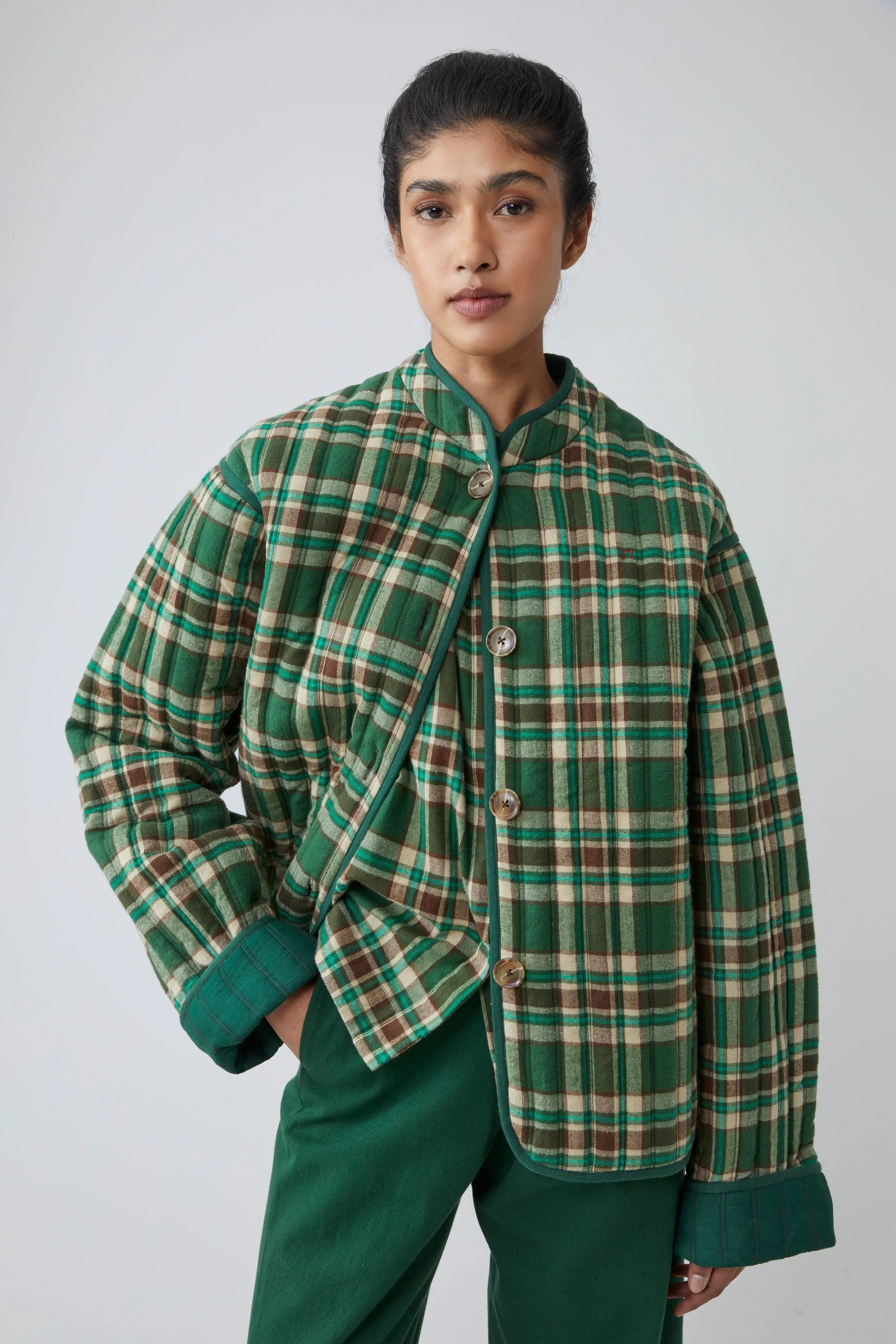 Veste Marilyn N°814 Checks Oxford green - Moismont