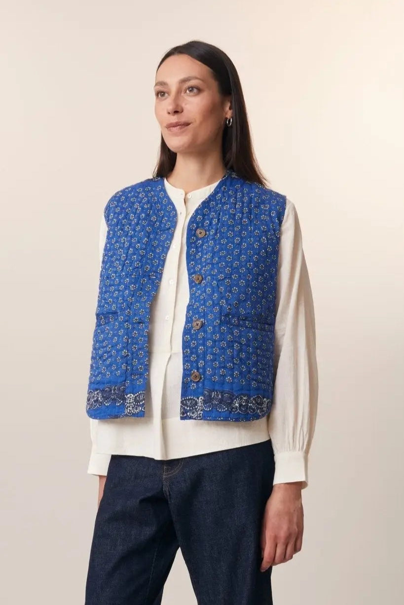 Gilet Paula N°742 Patchwork Royal Blue - Moismont